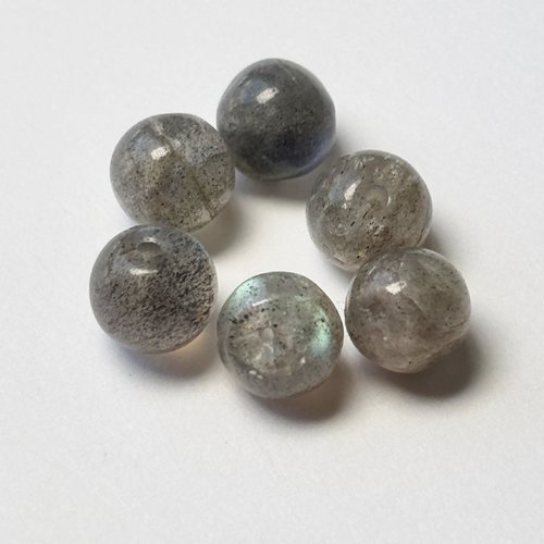 6 perles naturelles en labradorite rondes irrégulières 6-7 mm
