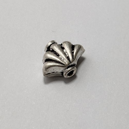 Perle argent 925 éventail 11 mm, perle coquille argent vieilli as-195