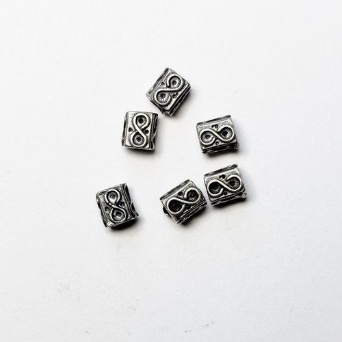 Perles en argent 925 rectangulaires motif infini patiné 5 x 4 mm
