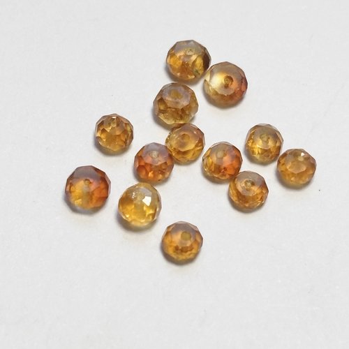 12 perles en citrine facettée forme bouton 2,5 mm tons miel ambré