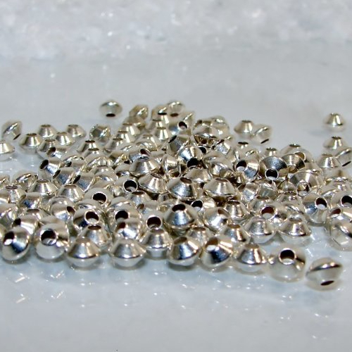 Lot de 10 perles en argent losange, 3.0 par 4.5 mm. lisse