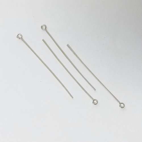2 tiges à anneau en argent 925 - 40 mm - fil 0,6 mm - anneau ø 2,5 mm