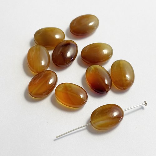 Lot de 10 perles ovales en agate naturelle – 14 mm