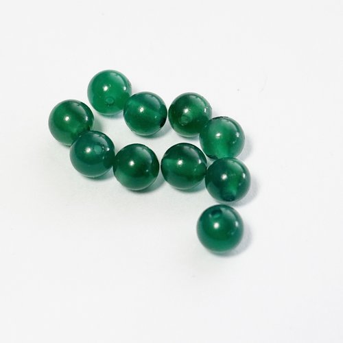 Lot de 10 perles rondes en agate verte – 4 mm