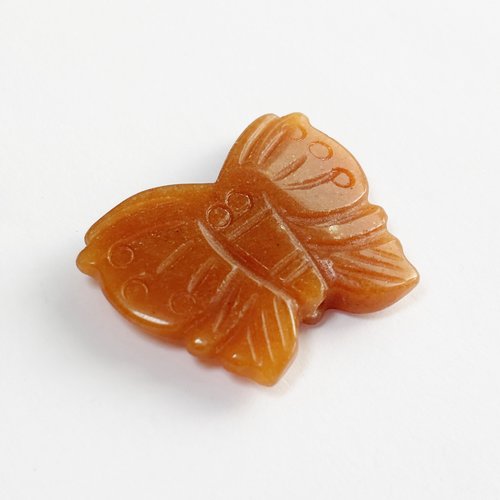 Perle aventurine orange – papillon sculpté 32x24 mm