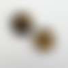 Lot de 2 perles œil de tigre naturel – disque 15 mm – trou transversal – reflets dorés