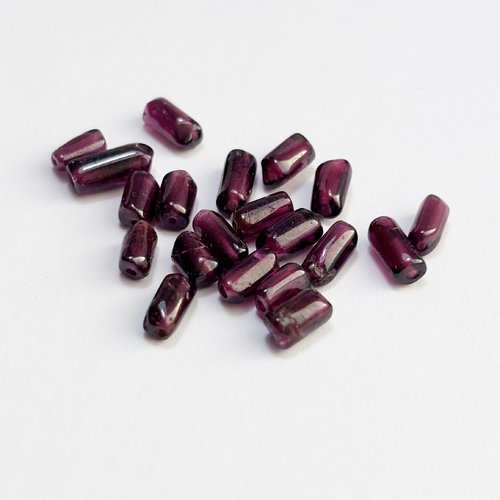 Lot de 20 perles en grenat naturel, tubes irréguliers 6-8 mm, perçage 0,5 mm