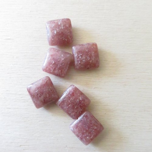 6 perles quartz framboise