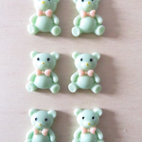 Embellissements oursons vert pastel