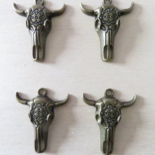 Breloques têtes de buffles bronze
