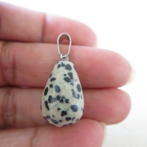 Pendentif goutte jaspe dalmatien
