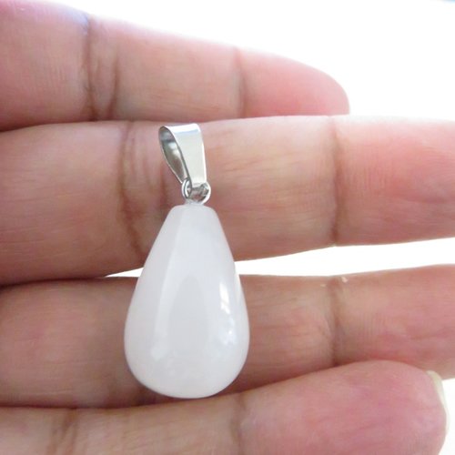 Pendentif goutte quartz rose