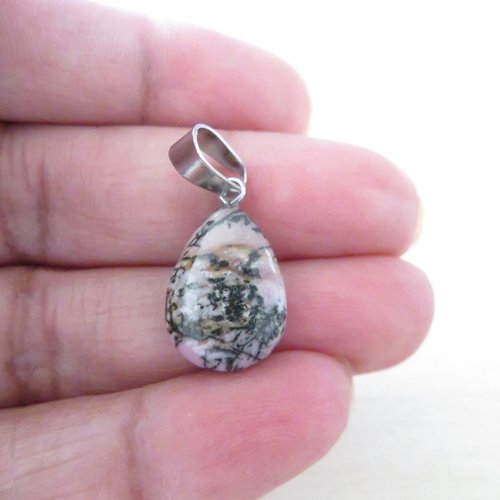 Pendentif goutte rhodonite