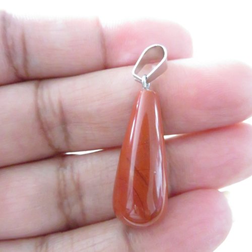 Pendentif goutte jaspe rouge