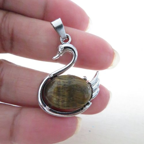 Pendentif cygne œil de tigre