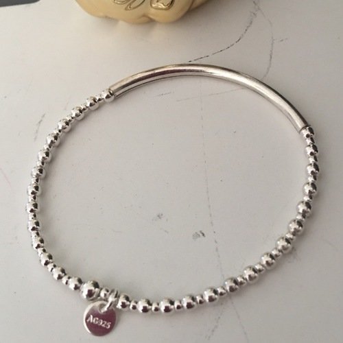 Bracelet tube/perles argent 925