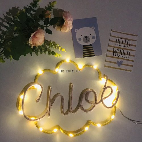 Veilleuse Nuage Bebe Prenom Lumineux De 5 Lettres Prenom En Laine Led Cadeau De Naissance Deco Chambre Bebe Un Grand Marche