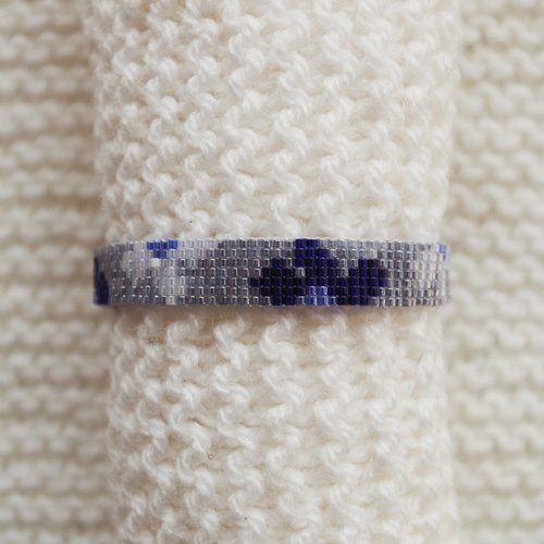 Bracelet manchette fleurs // nuances de bleus