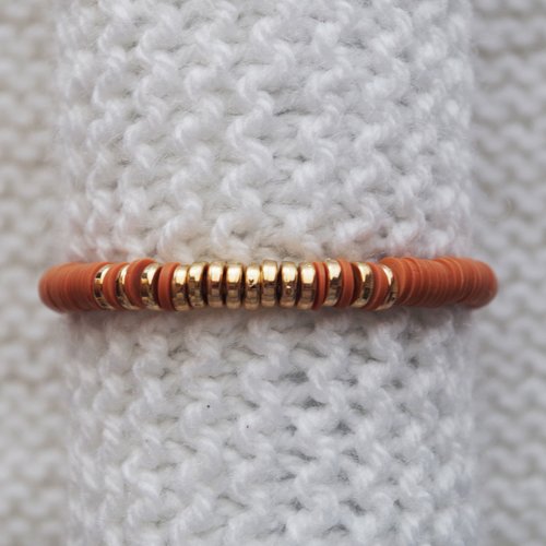Bracelet perles heishi // marron - doré