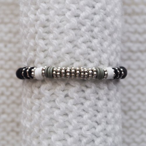 Bracelet perles heishi // noir - blanc - gris - argent
