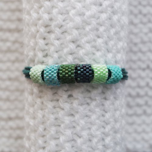 Bracelet cordons // petites perles tissée // bleu - turquoise - vert
