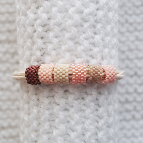Bracelet cordons // petites perles tissée // crème - rose - prune - beige