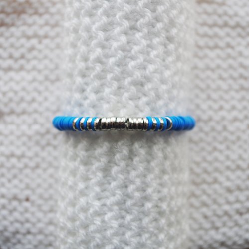 Bracelet perles heishi // bleu - argenté