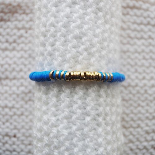 Bracelet perles heishi // bleu - doré