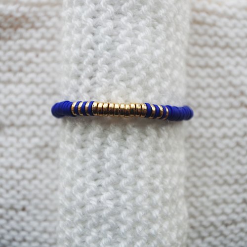 Bracelet perles heishi // bleu marine - doré