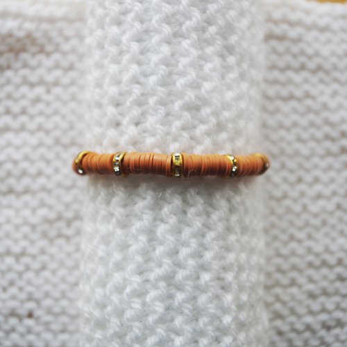 Bracelet perles heishi // camel - doré strass