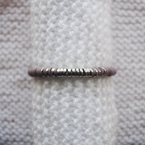 Bracelet perles heishi // gris - argenté