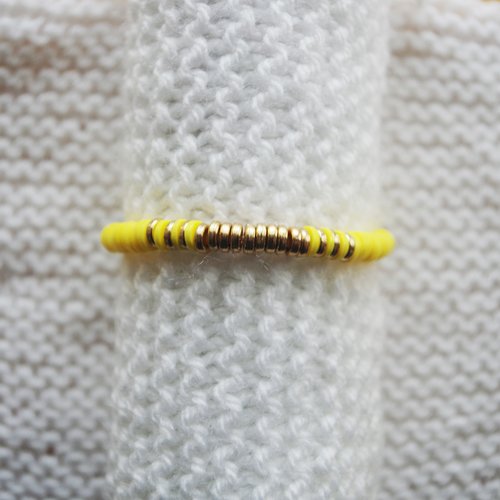 Bracelet perles heishi // jaune irisé - doré
