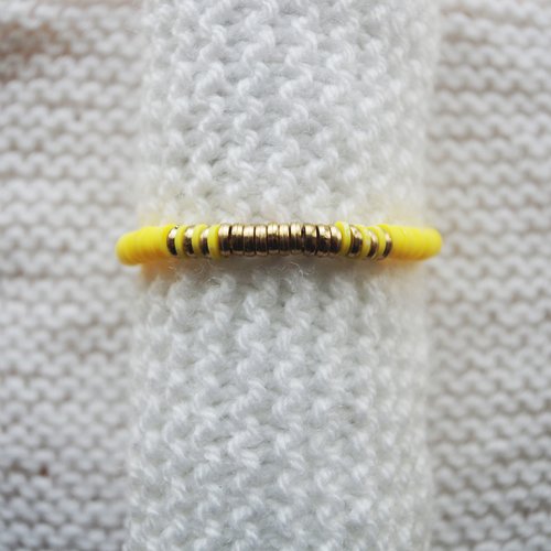 Bracelet perles heishi // jaune - doré