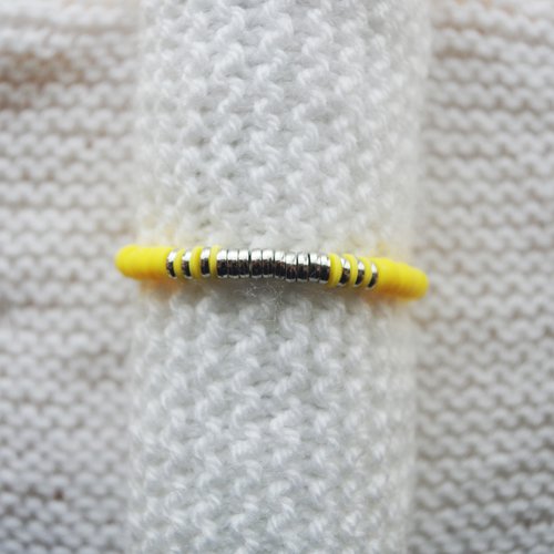 Bracelet perles heishi // jaune - argenté