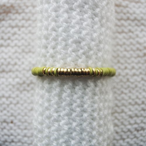 Bracelet perles heishi // kaki - doré