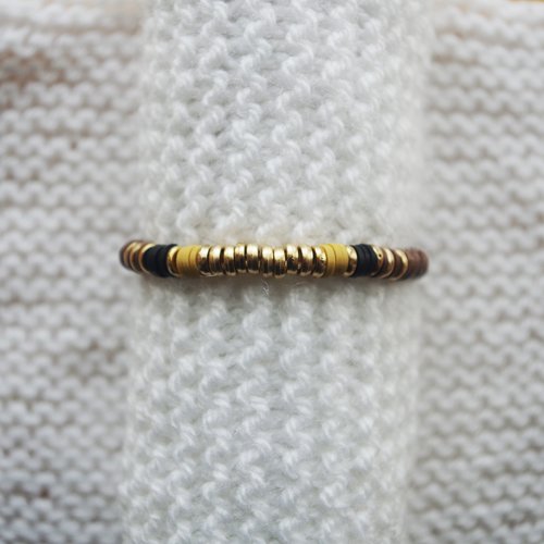 Bracelet perles heishi // marron - noir - camel - doré