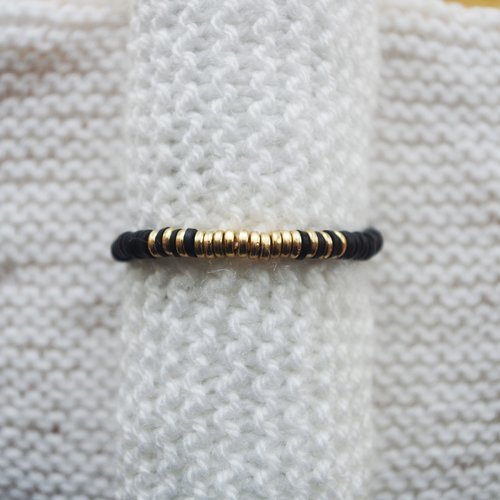 Bracelet perles heishi // noir - doré
