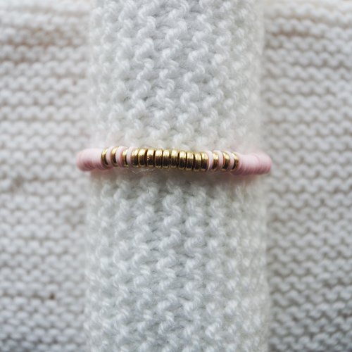 Bracelet perles heishi // rose pale - doré