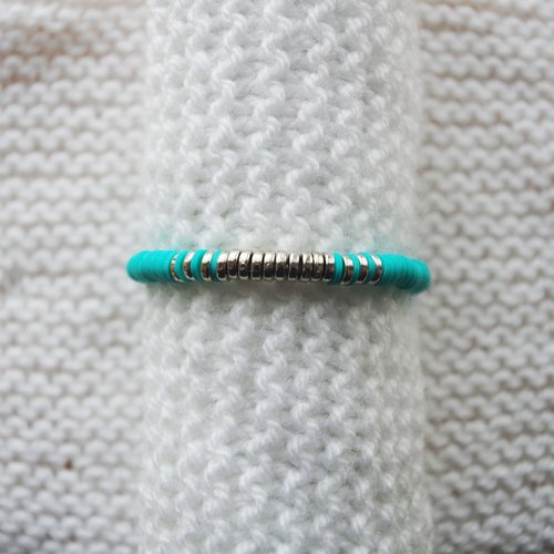 Bracelet perles heishi // turquoise - argenté