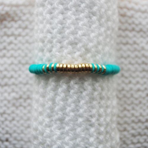 Bracelet perles heishi // turquoise - doré