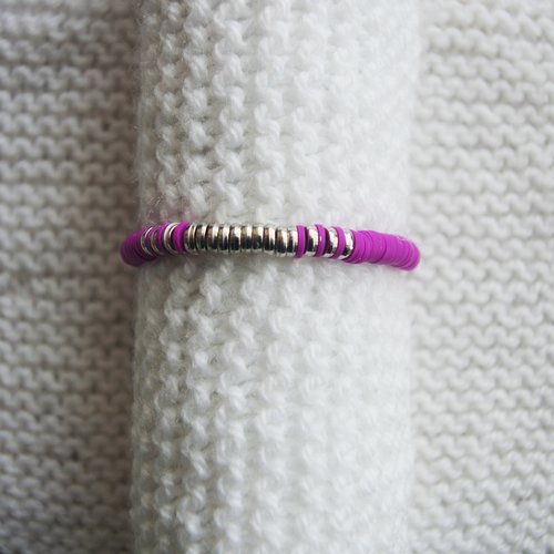 Bracelet perles heishi // violet - argenté
