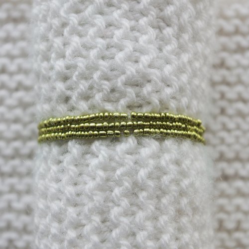 Bracelet en perles de rocaille // elastique // kaki métallique