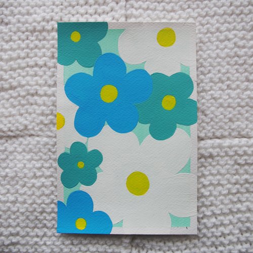 Carte peinte // fleurs bleues