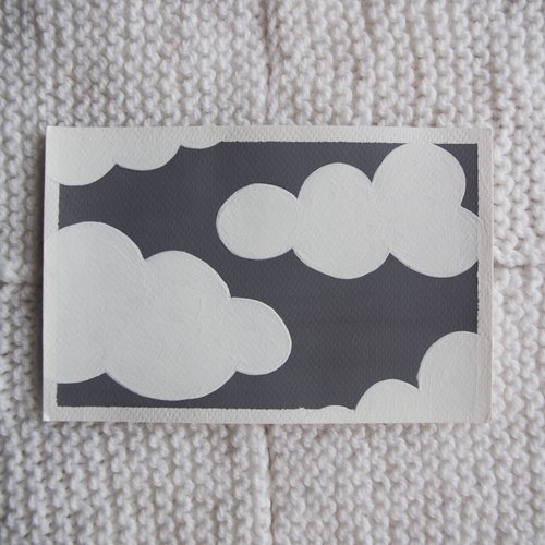 Carte peinte // nuages blancs - gris