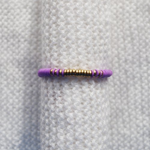 Bracelet perles heishi // violet clair - doré
