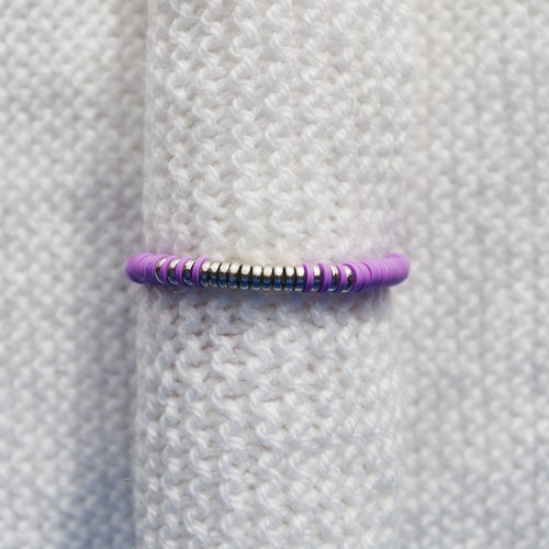 Bracelet perles heishi // violet clair - argenté