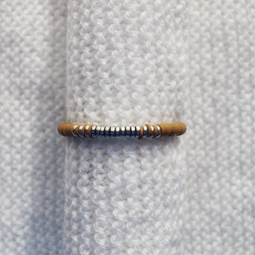 Bracelet perles heishi // marron clair - argenté
