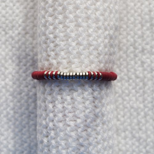 Bracelet perles heishi // bordeaux - argenté