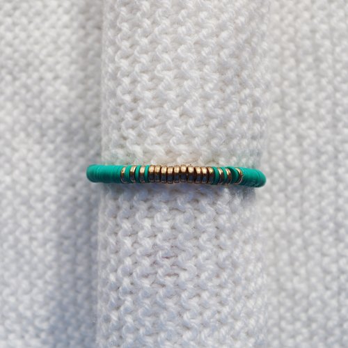 Bracelet perles heishi // bleu vert - doré