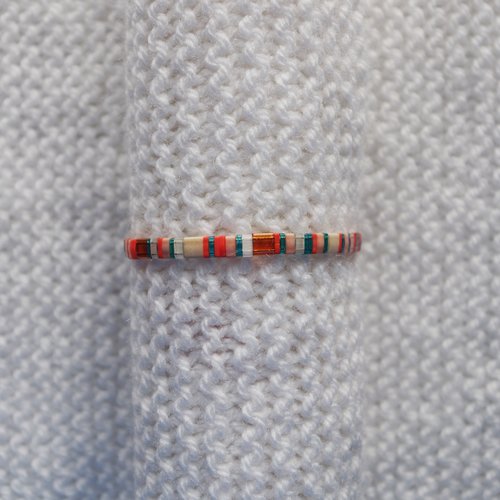 Bracelet ajustable en perles miyuki tila // orange - turquoise - beige - rose